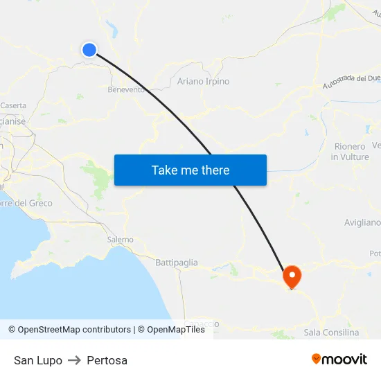 San Lupo to Pertosa map