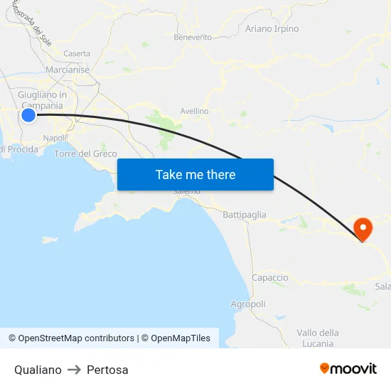 Qualiano to Pertosa map