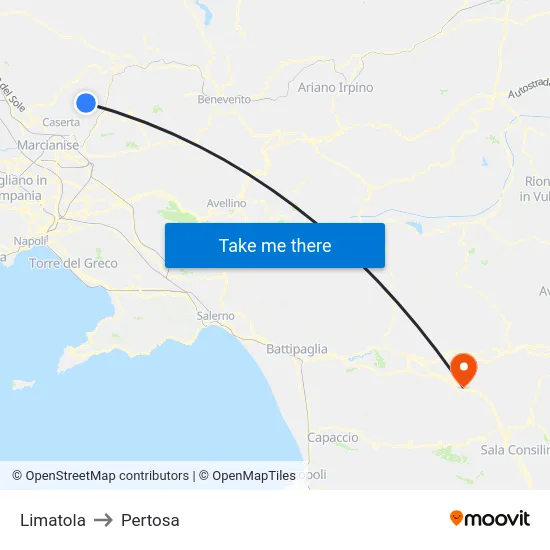 Limatola to Pertosa map