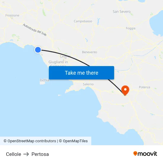 Cellole to Pertosa map