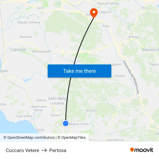 Cuccaro Vetere to Pertosa map