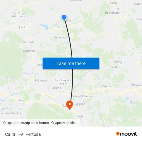 Calitri to Pertosa map