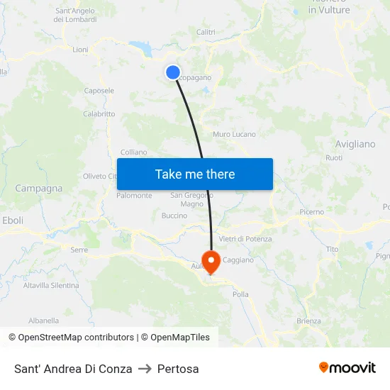 Sant' Andrea Di Conza to Pertosa map