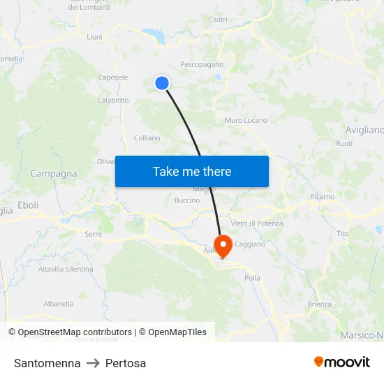 Santomenna to Pertosa map