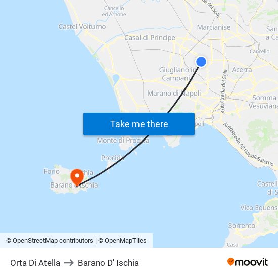 Orta Di Atella to Barano D' Ischia map