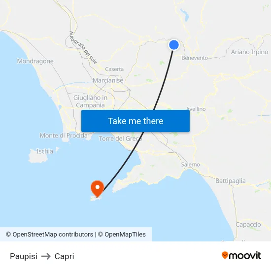 Paupisi to Capri map