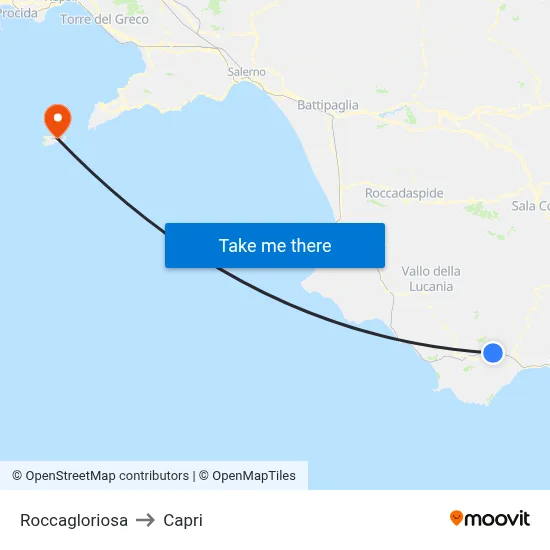 Roccagloriosa to Capri map