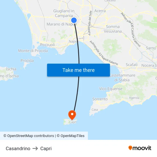 Casandrino to Capri map