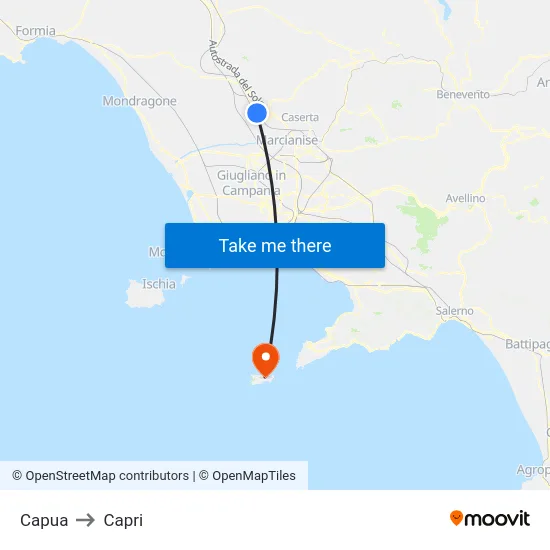 Capua to Capri map