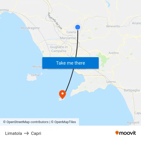 Limatola to Capri map