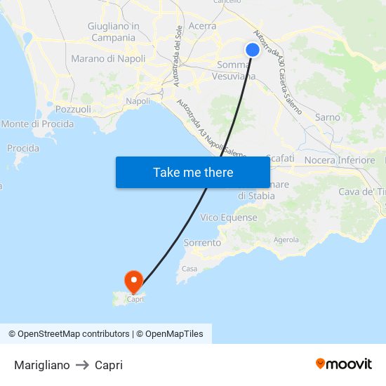 Marigliano to Capri map