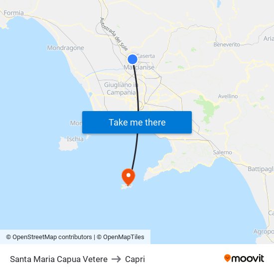 Santa Maria Capua Vetere to Capri map