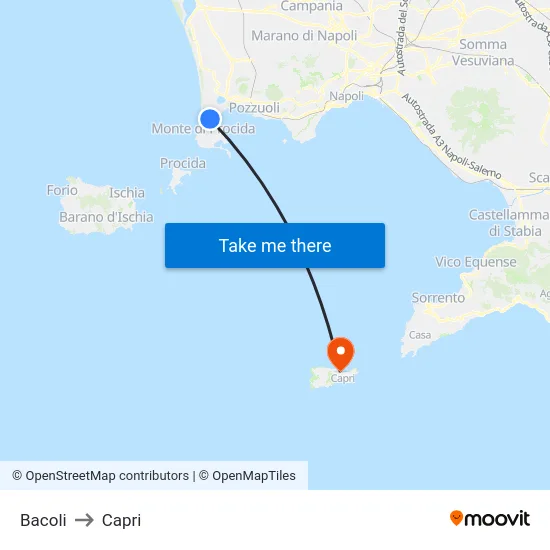 Bacoli to Capri map