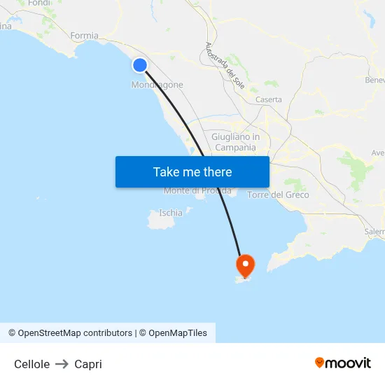 Cellole to Capri map