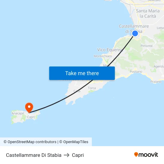 Castellammare Di Stabia to Capri map