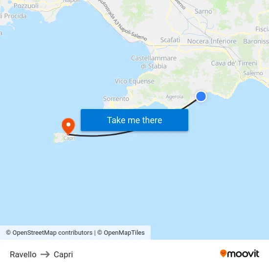 Ravello to Capri map