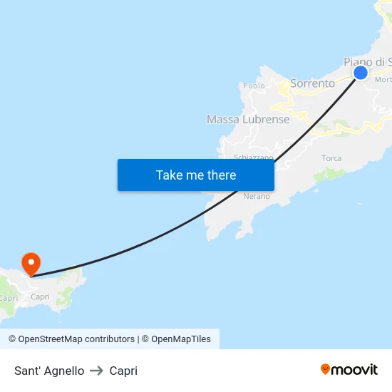 Sant' Agnello to Capri map