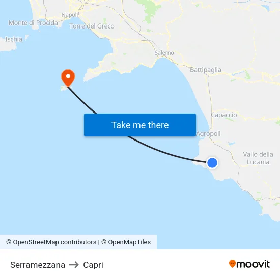 Serramezzana to Capri map