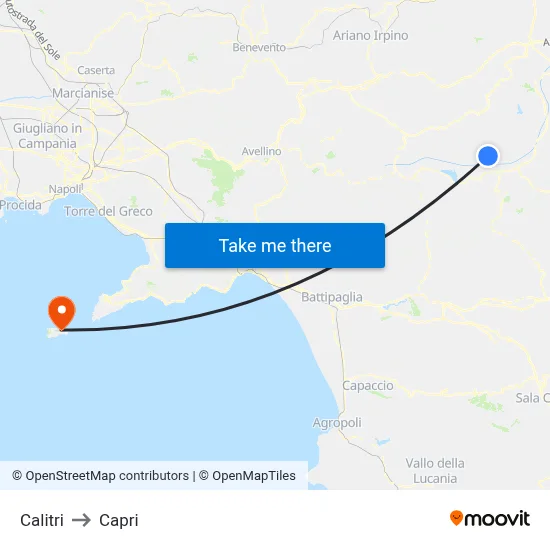 Calitri to Capri map