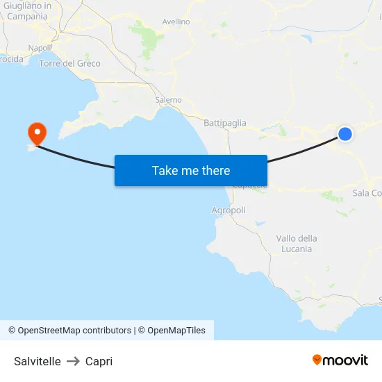Salvitelle to Capri map