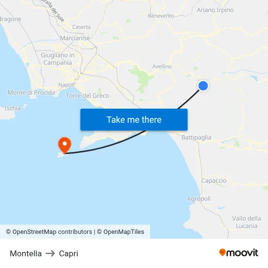 Montella to Capri map