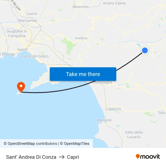 Sant' Andrea Di Conza to Capri map