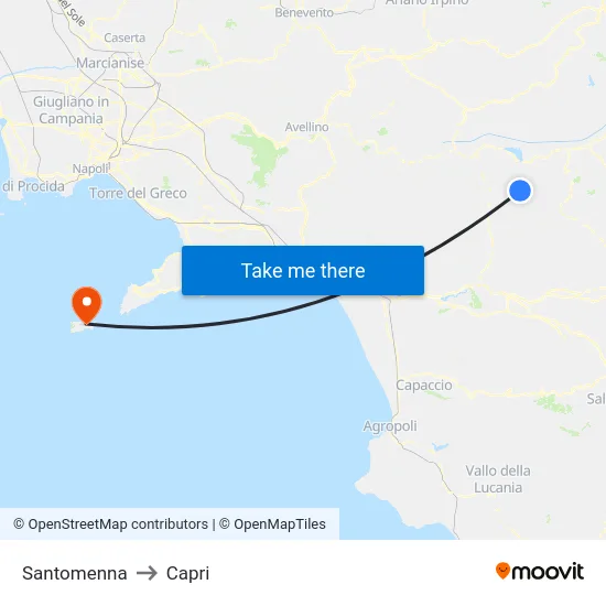Santomenna to Capri map
