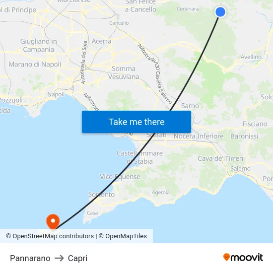 Pannarano to Capri map