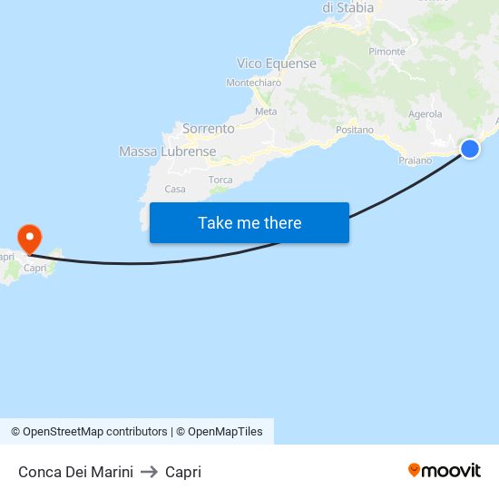 Conca Dei Marini to Capri map