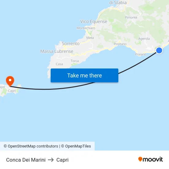 Conca Dei Marini to Capri map