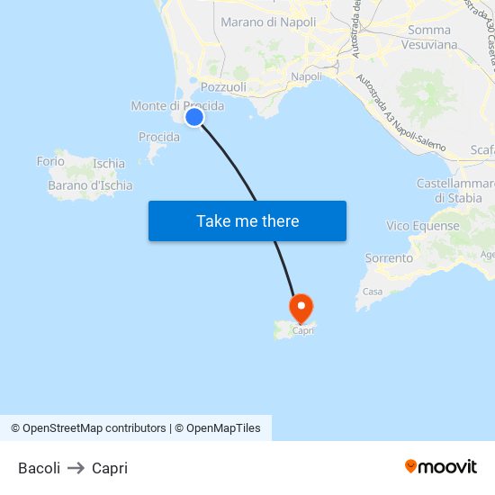 Bacoli to Capri map