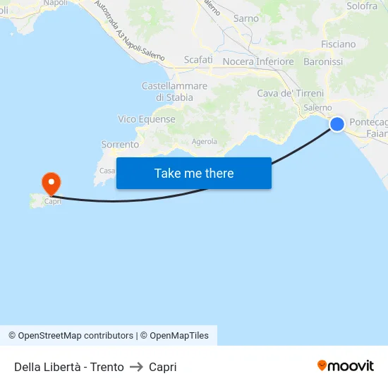 Della Libertà - Trento to Capri map