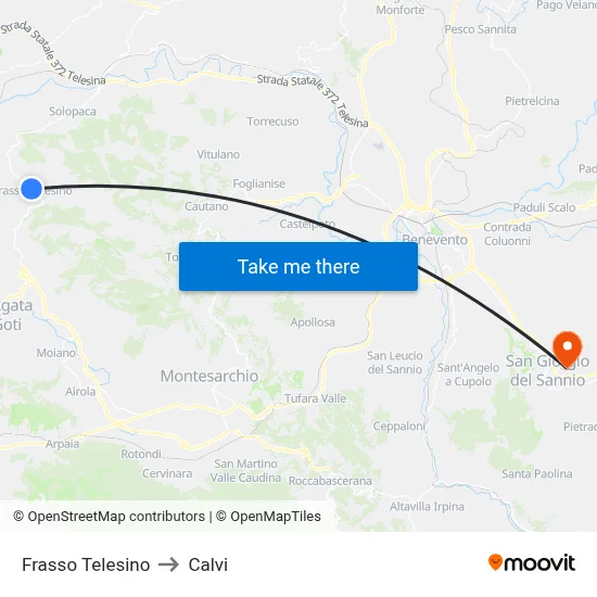 Frasso Telesino to Calvi map