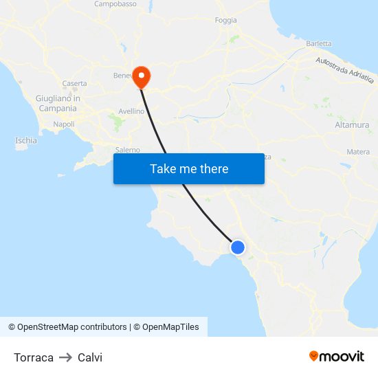 Torraca to Calvi map