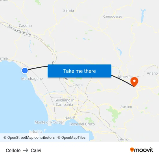Cellole to Calvi map