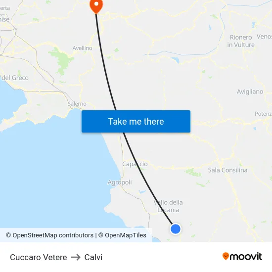 Cuccaro Vetere to Calvi map