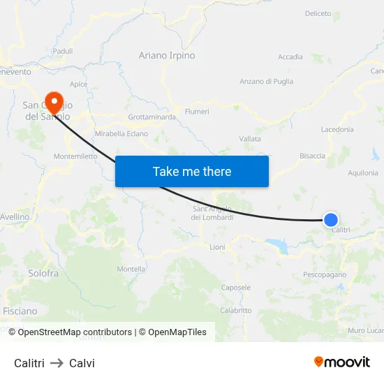 Calitri to Calvi map