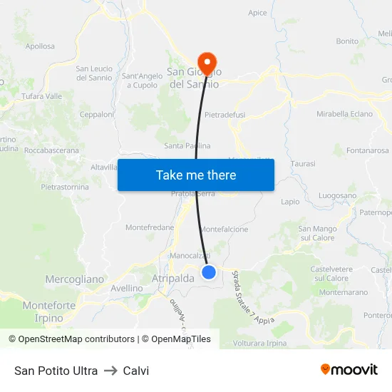 San Potito Ultra to Calvi map
