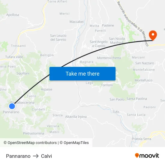 Pannarano to Calvi map