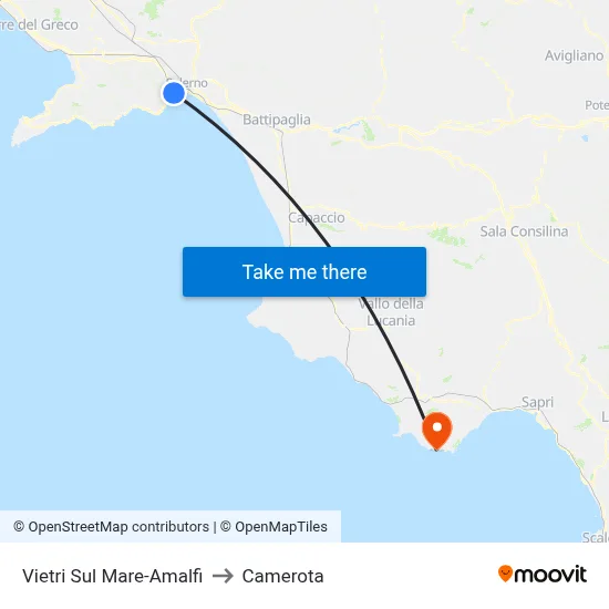 Vietri Sul Mare-Amalfi to Camerota map