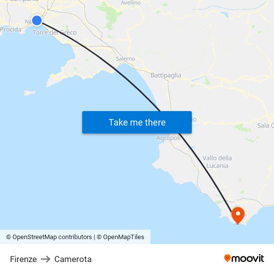 Firenze to Camerota map