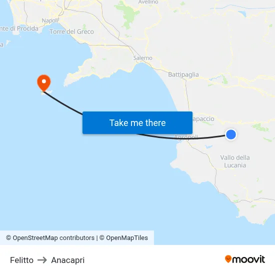 Felitto to Anacapri map