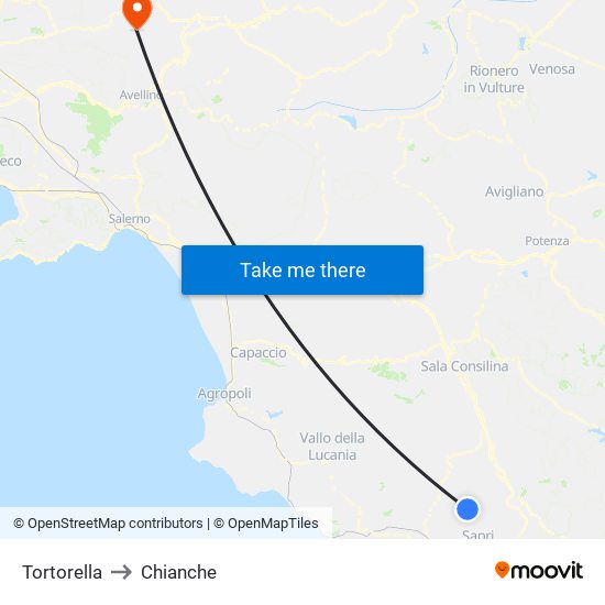 Tortorella to Chianche map