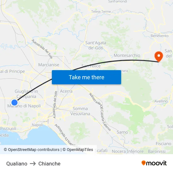 Qualiano to Chianche map