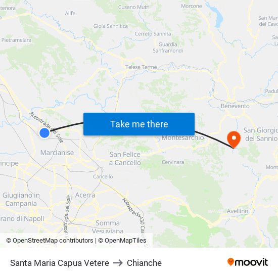 Santa Maria Capua Vetere to Chianche map