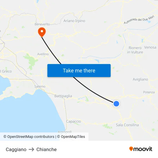 Caggiano to Chianche map