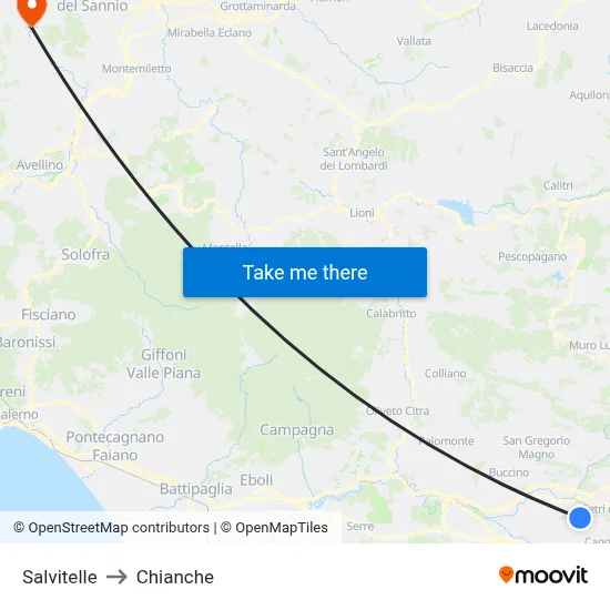 Salvitelle to Chianche map