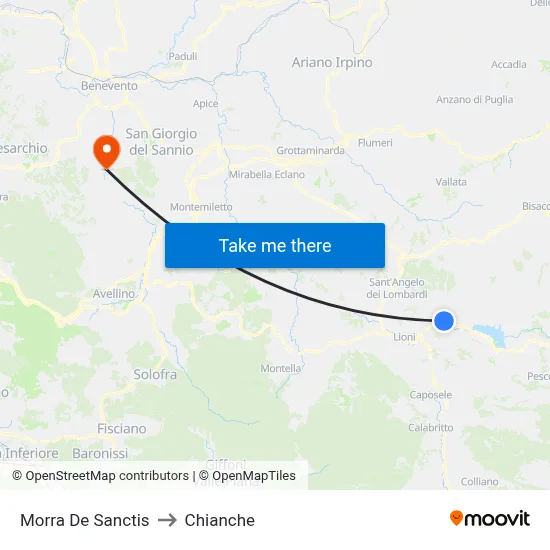Morra De Sanctis to Chianche map