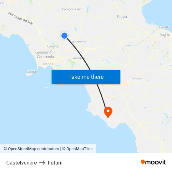 Castelvenere to Futani map