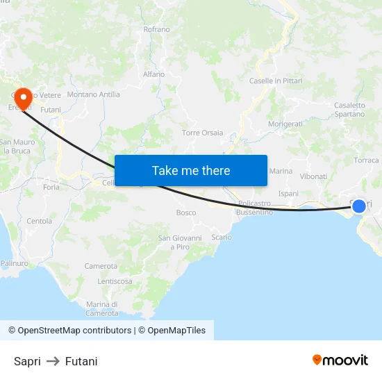 Sapri to Futani map